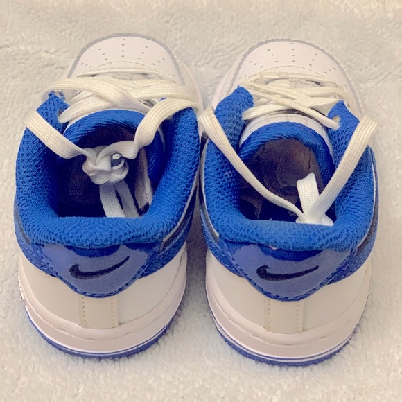 Toddler's Nike Force 1 LV8 White/White-Black-Game Royal (DO3808 100) 4c - Picture 3 of 4